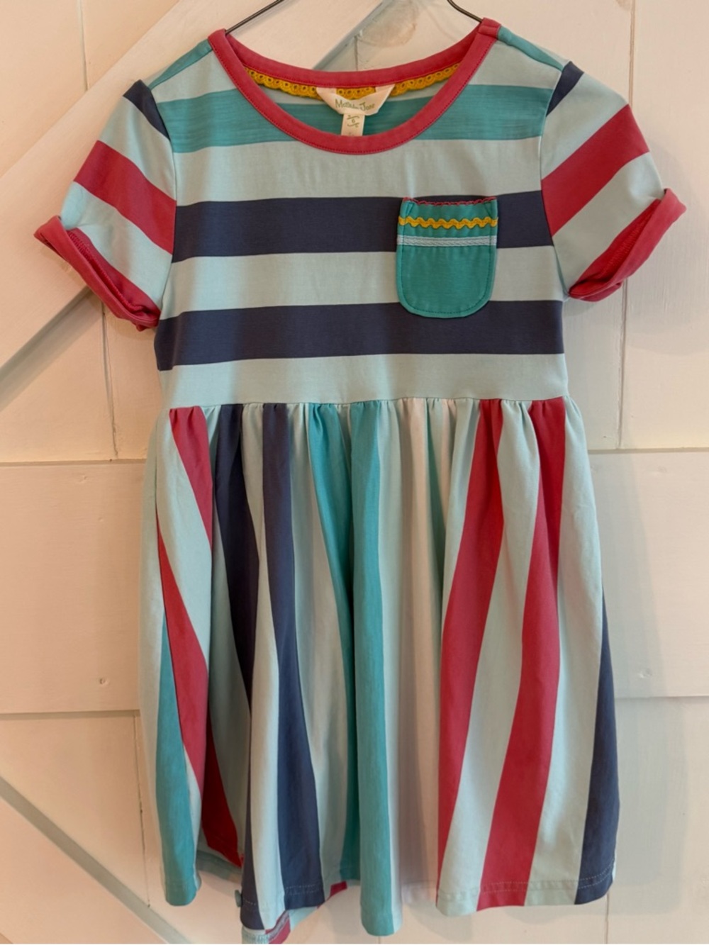 Matilda Jane Girls Striped Pocket Dress with Matching Shorts Set Size 6